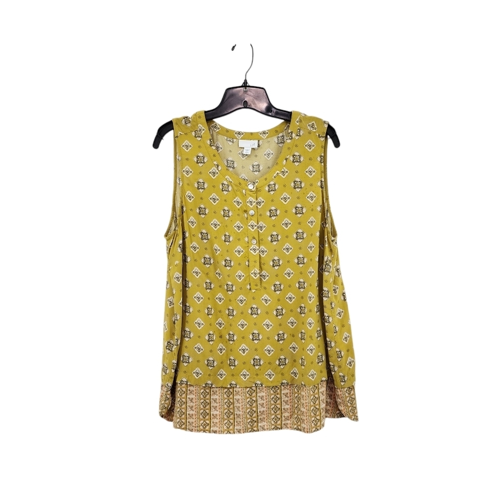 J. Jill Women's 100% Rayon Bandana Print Button Front Sleeveless Top - L